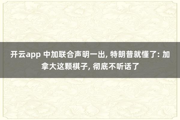 开云app 中加联合声明一出, 特朗普就懂了: 加拿大这颗棋子, 彻底不听话了