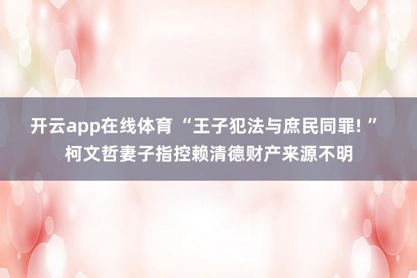 开云app在线体育 “王子犯法与庶民同罪! ” 柯文哲妻子指控赖清德财产来源不明