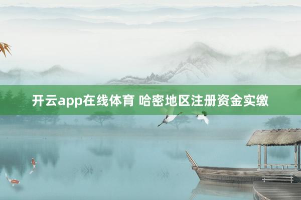 开云app在线体育 哈密地区注册资金实缴
