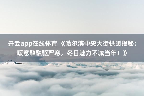 开云app在线体育 《哈尔滨中央大街供暖揭秘：暖意融融驱严寒，冬日魅力不减当年！》