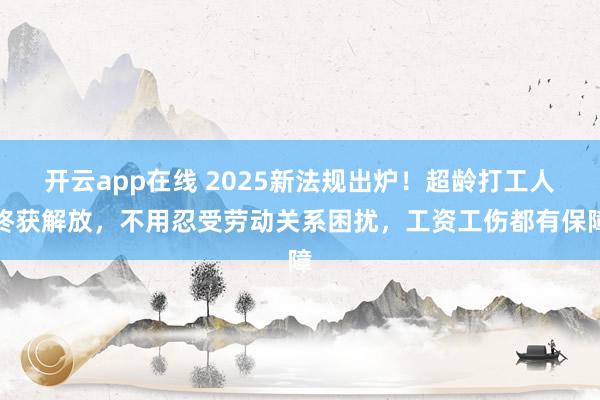 开云app在线 2025新法规出炉!超龄打工人终获解放,不用忍受劳动关系困扰,工资工伤都有保障
