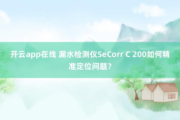 开云app在线 漏水检测仪SeCorr C 200如何精准定位问题？