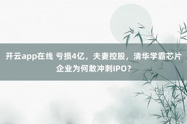 开云app在线 亏损4亿,夫妻控股,清华学霸芯片企业为何敢冲刺IPO?