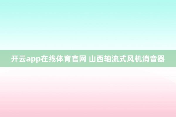 开云app在线体育官网 山西轴流式风机消音器