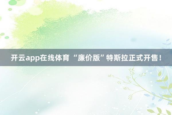 开云app在线体育 “廉价版”特斯拉正式开售！