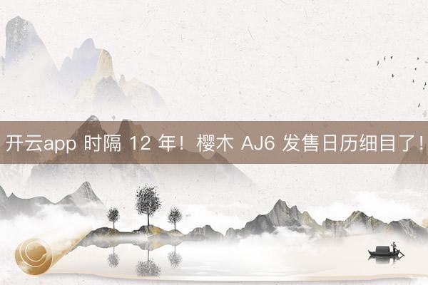 开云app 时隔 12 年！樱木 AJ6 发售日历细目了！