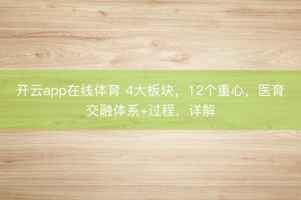 开云app在线体育 4大板块,12个重心,医育交融体系+过程,详解